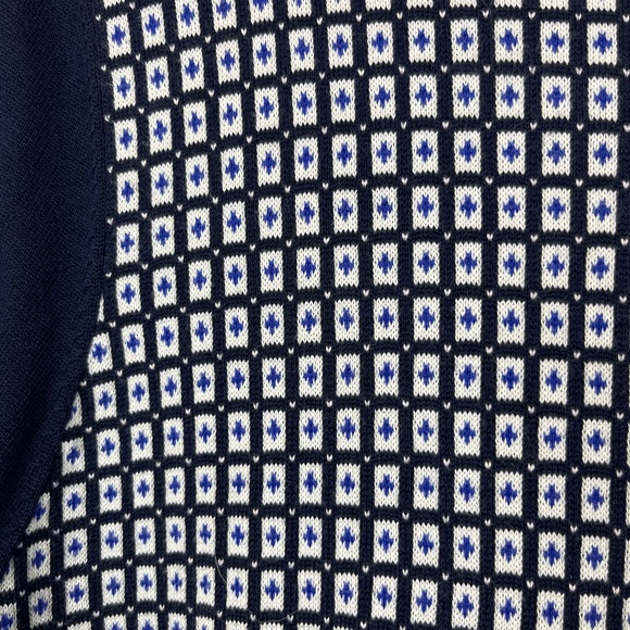 Lands' End Women's Cardigan Blue White Geometric Pattern L/T (14-16) 100% Supima - Picture 8 of 16